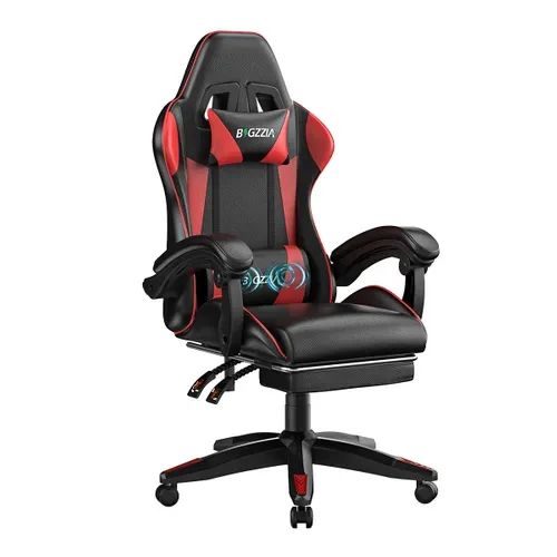 Chaise Gaming, Fauteuil Gamer Avec Massage Lombaire, Chaise De Jeu Repose-pieds, Rattantree,rouge