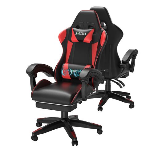 Chaise Gaming, Fauteuil Gamer Avec Massage Lombaire, Chaise De Jeu Repose-pieds, Rattantree,rouge