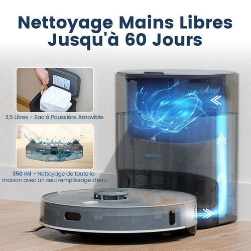 L50+ Aspirateur Robot Laveur Avec Station Auto-vidange Brosse Caoutchouc Anti-nœuds
