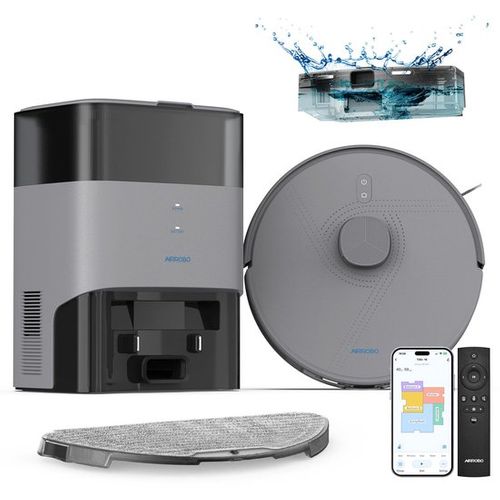 L50+ Aspirateur Robot Laveur Avec Station Auto-vidange Brosse Caoutchouc Anti-nœuds