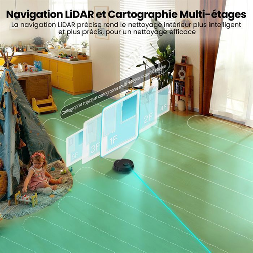 M2 Aspirateur Robot Laveur 15 Kpa Avec Double Lidar 3d, Vidage Auto Jusqu'à 75 Jours