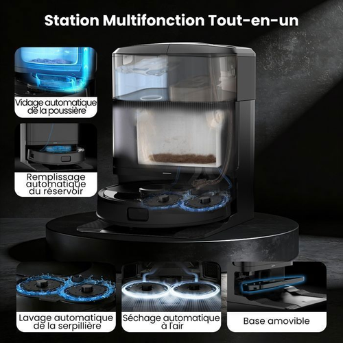 M2 Aspirateur Robot Laveur 15 Kpa Avec Double Lidar 3d, Vidage Auto Jusqu'à 75 Jours