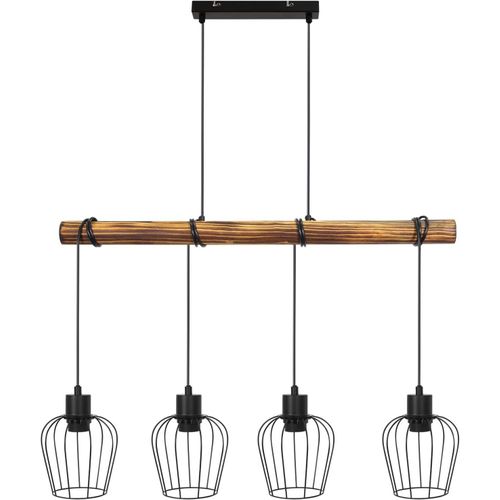 Suspension Rétro Lampe à Suspension Vintage En Bois Industriel Noir E27