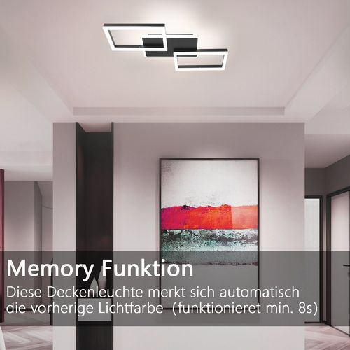 Plafonnier LED Salon 48w : Dimmable, Noir, Design Moderne, Télécommande.