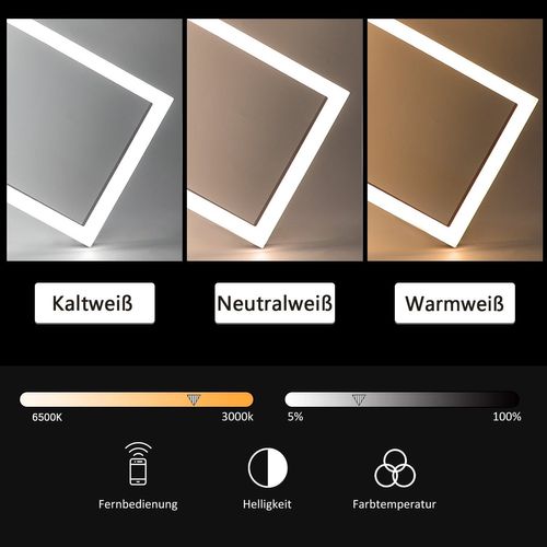 Plafonnier LED Salon 48w : Dimmable, Noir, Design Moderne, Télécommande.