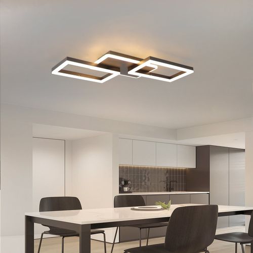 Plafonnier LED Salon 48w : Dimmable, Noir, Design Moderne, Télécommande.