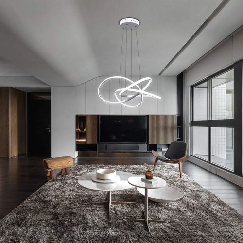 Lustre LED Salon 59w : Table à Manger, Blanc, Dimmable, Télécommande.