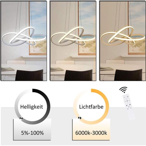 Lustre LED Salon 59w : Table à Manger, Blanc, Dimmable, Télécommande.
