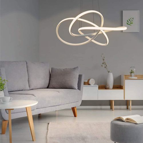 Lustre LED Salon 59w : Table à Manger, Blanc, Dimmable, Télécommande.