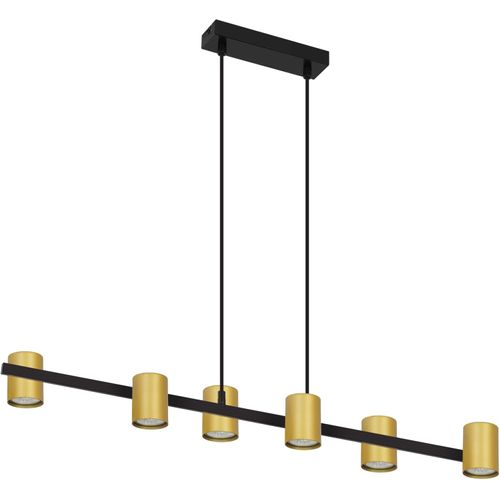 Suspension 6 Lampes Noir Or : Gu10, Industriel Moderne, Table à Manger.