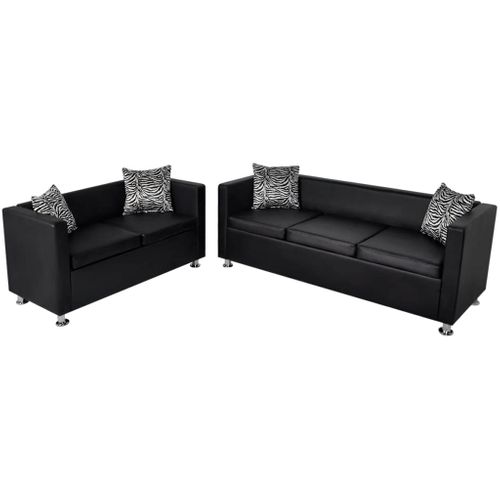 Jeu De Canapé à 2 Places Et à 3 Places Cuir Synthétique Noir