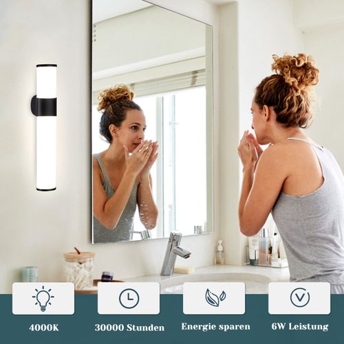 Lampe LED Murale Pour Miroir De Salle De Bain 6w En Noir Avec Éclairage Neutre