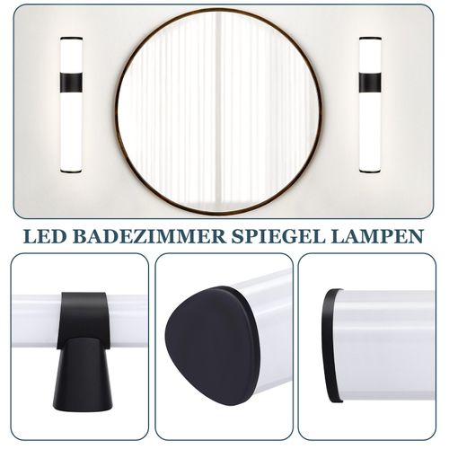 Lampe LED Murale Pour Miroir De Salle De Bain 6w En Noir Avec Éclairage Neutre