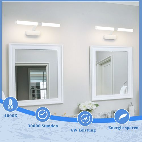 Lampe De Miroir Blanc 40cm - Éclairage LED Pour Salle De Bain Et Chambre à Coucher