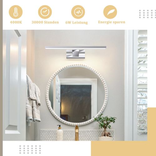 Lampe De Miroir LED Pour Salle De Bain - Design Moderne Ip44 En Chrome