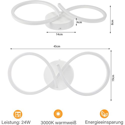 Plafonnier LED Créatif En Métal Blanc - 24w 3000k Pour Salon Et Couloir