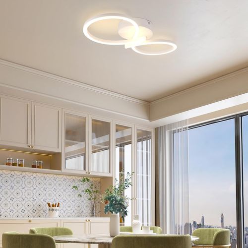 Plafonnier LED Créatif En Métal Blanc - 24w 3000k Pour Salon Et Couloir