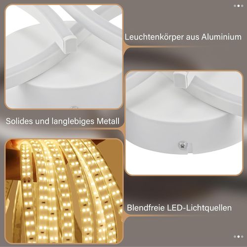Plafonnier LED Créatif En Métal Blanc - 24w 3000k Pour Salon Et Couloir