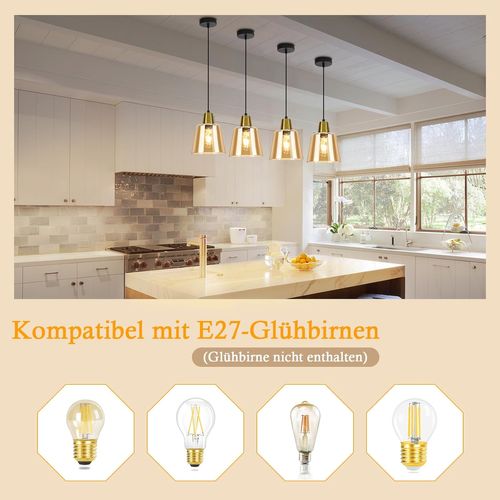 Suspension Éclairante E27 Transparent Pour Salle à Manger Ou Chambre D'hôtel