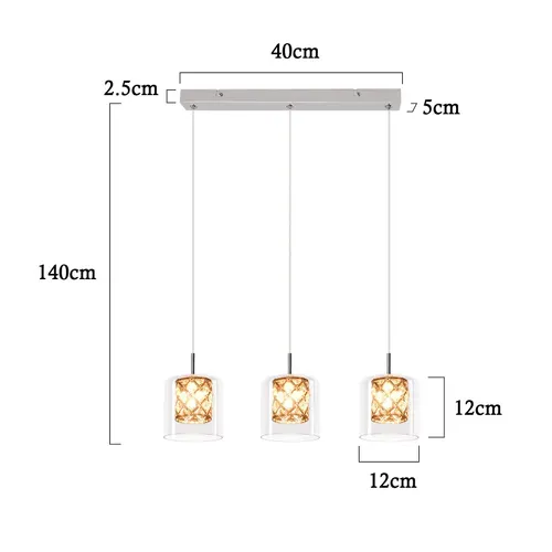 Lustre En Metal 3 Lumières Moderne G9 Réglable en Hauteur Lustre Cuisine Salon Hôtel