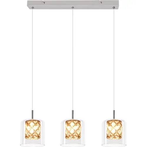 Lustre En Metal 3 Lumières Moderne G9 Réglable en Hauteur Lustre Cuisine Salon Hôtel