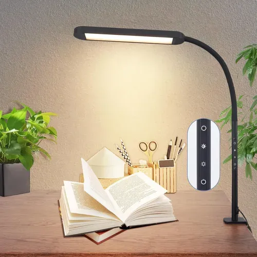 Lampe de bureau LED à Intensité Variable Avec Pince Et Fiche De 11w - Idéale Pour Bureau Et Salon
