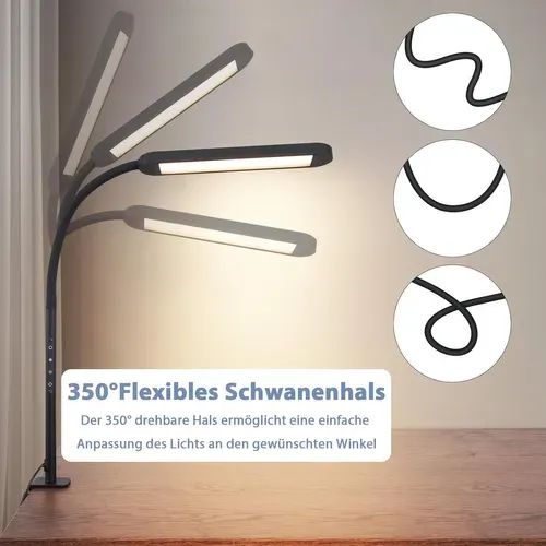 Lampe de bureau LED à Intensité Variable Avec Pince Et Fiche De 11w - Idéale Pour Bureau Et Salon
