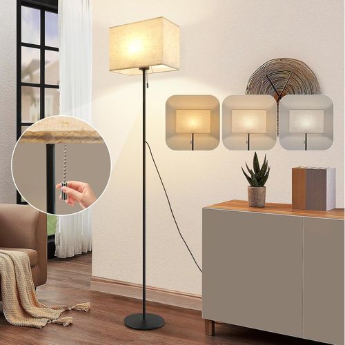 Lampadaire LED Rétro Avec Variateur Et Abat-jour En Tissu Pour Chambre à Coucher