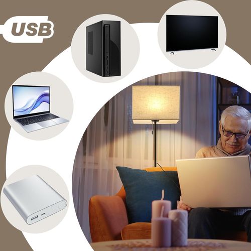 Lampadaire LED Rétro Avec Variateur Et Abat-jour En Tissu Pour Chambre à Coucher