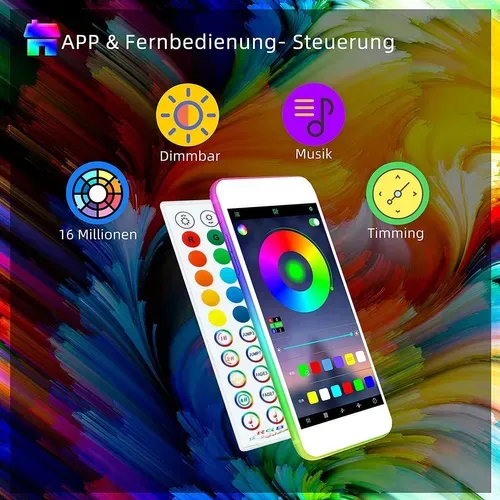 Bande LED Rgb Multicolore Avec Télécommande Et Contrôle Par App