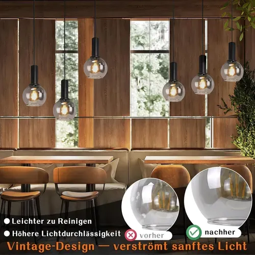 Suspension Salle à Manger 3 Flammes E27 Suspension Rétro Verre Chambre