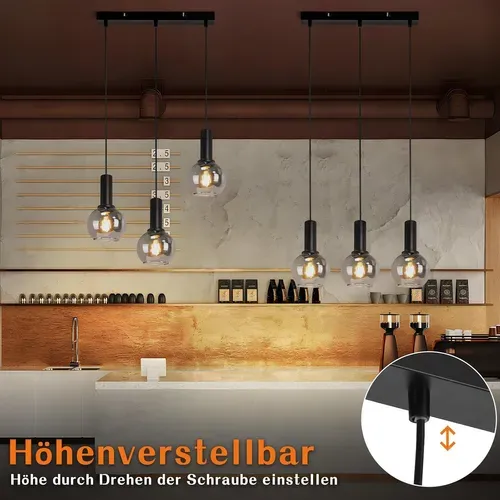 Suspension Salle à Manger 3 Flammes E27 Suspension Rétro Verre Chambre