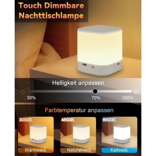 Lot De 2 Lampes De Table LED Blanches à Intensité Variable