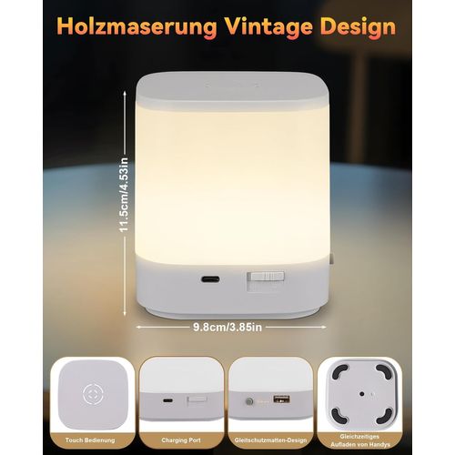 Lot De 2 Lampes De Table LED Blanches à Intensité Variable