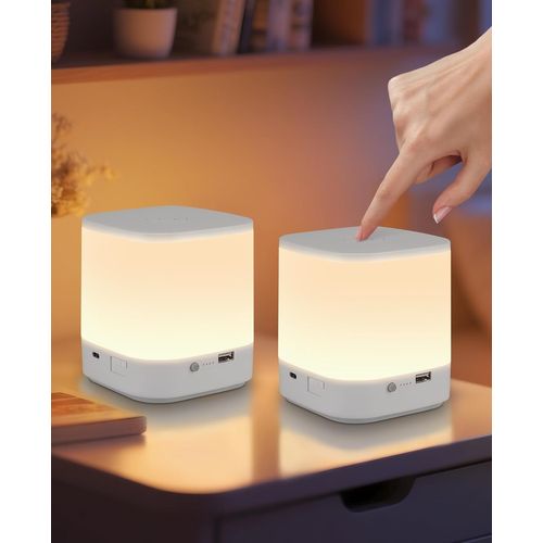 Lot De 2 Lampes De Table LED Blanches à Intensité Variable