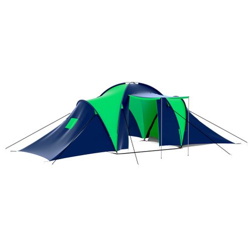 Tente De Camping 9 Personnes Bleu Et Vert