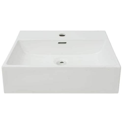 Vasque Avec Trou De Robinet En Céramique Blanc 51,5x38,5x15 Cm