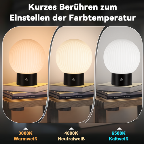 Lampe De Table Sans Fil Rechargeable – Lampe LED Tactile USB, Dimmable 3000k–6500k, Ip44