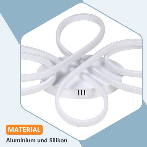 Plafonnier LED Dimmable 66cm Blanc 65w Télécommande Salon Salle à Manger