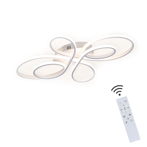 Plafonnier LED Dimmable 66cm Blanc 65w Télécommande Salon Salle à Manger
