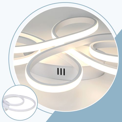Plafonnier LED Dimmable 66cm Blanc 65w Télécommande Salon Salle à Manger