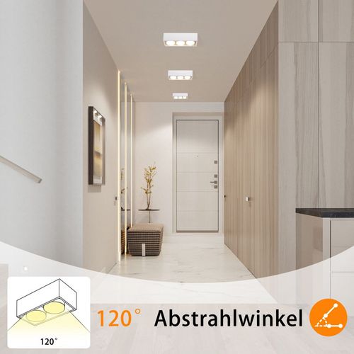 Plafonnier 3 Spots LED Blanc Chaud Gx53 Carrés Orientables Cuisine Salon Chambre