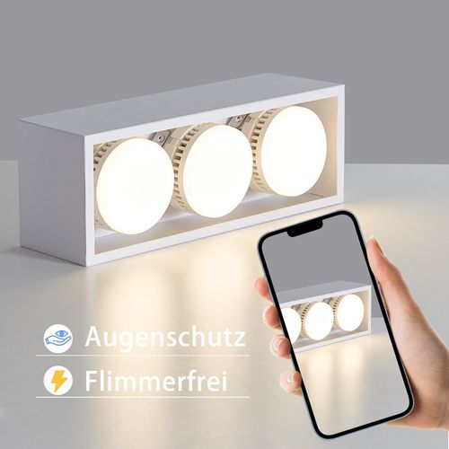 Plafonnier 3 Spots LED Blanc Chaud Gx53 Carrés Orientables Cuisine Salon Chambre