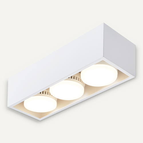 Plafonnier 3 Spots LED Blanc Chaud Gx53 Carrés Orientables Cuisine Salon Chambre