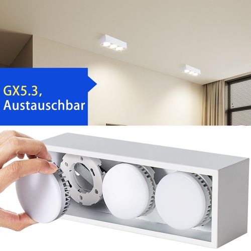 Plafonnier 3 Spots LED Blanc Chaud Gx53 Carrés Orientables Cuisine Salon Chambre