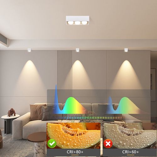 Plafonnier 3 Spots LED Blanc Chaud Gx53 Carrés Orientables Cuisine Salon Chambre