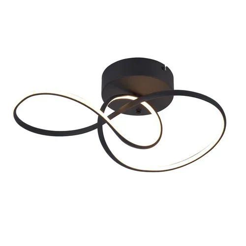 Plafonnier LED 24w Noir Variateur Télécommande Salon Chambre