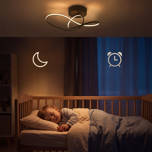 Plafonnier LED 24w Noir Variateur Télécommande Salon Chambre