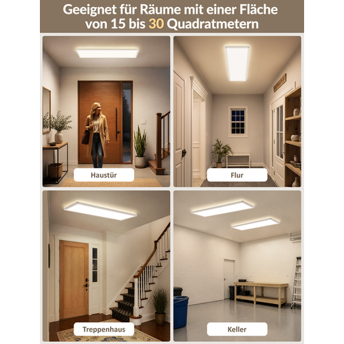 Plafond LED 24w 4000k Détecteur 100x25cm Pour Couloir/balkon