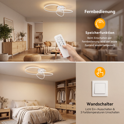 Plafonnier LED Métal 30w 40cm Dimmable Télécommande